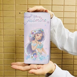 Disney Princess Jasmine 5581 Anime portafoglio Cartoon portafogli Zipper Coin Bag borse Casual Card regalo Unisex