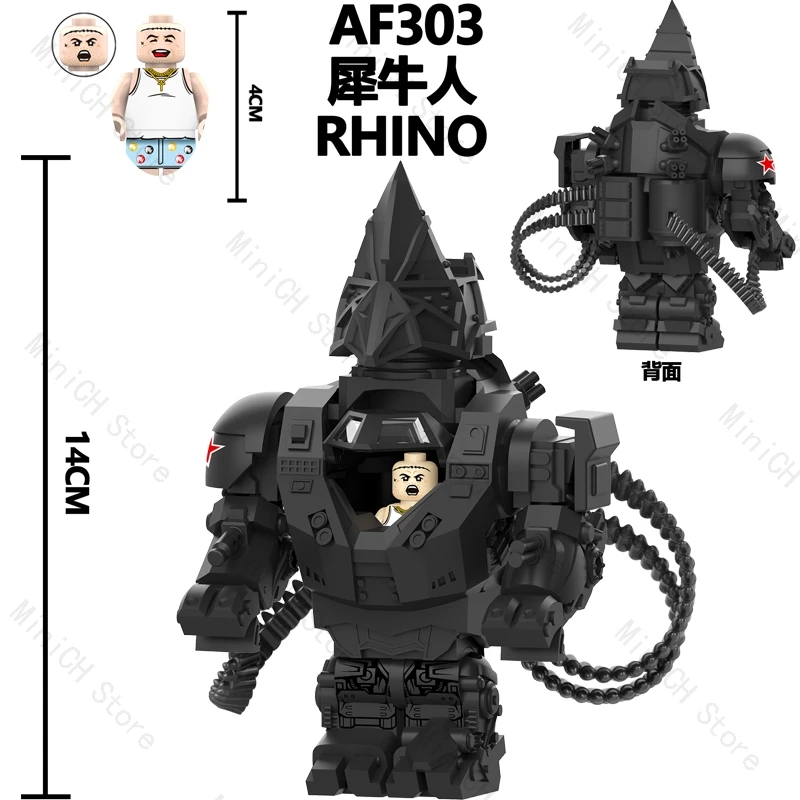 

NEW AF303 Mini Anime Cartoon Figures Bricks Hot Movie character Rhinoceros Man Building Blocks boys gift Toys Children Gifts