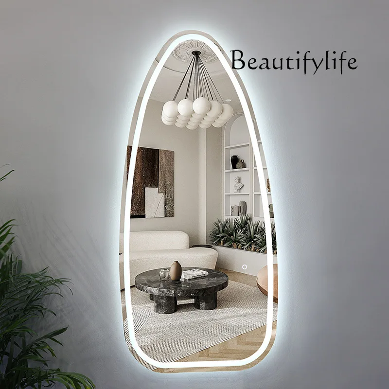 Hair salon mirror table Hair salon water drop shaped single-sided simple cut Special-shaped mirror wall-mounted hair salon