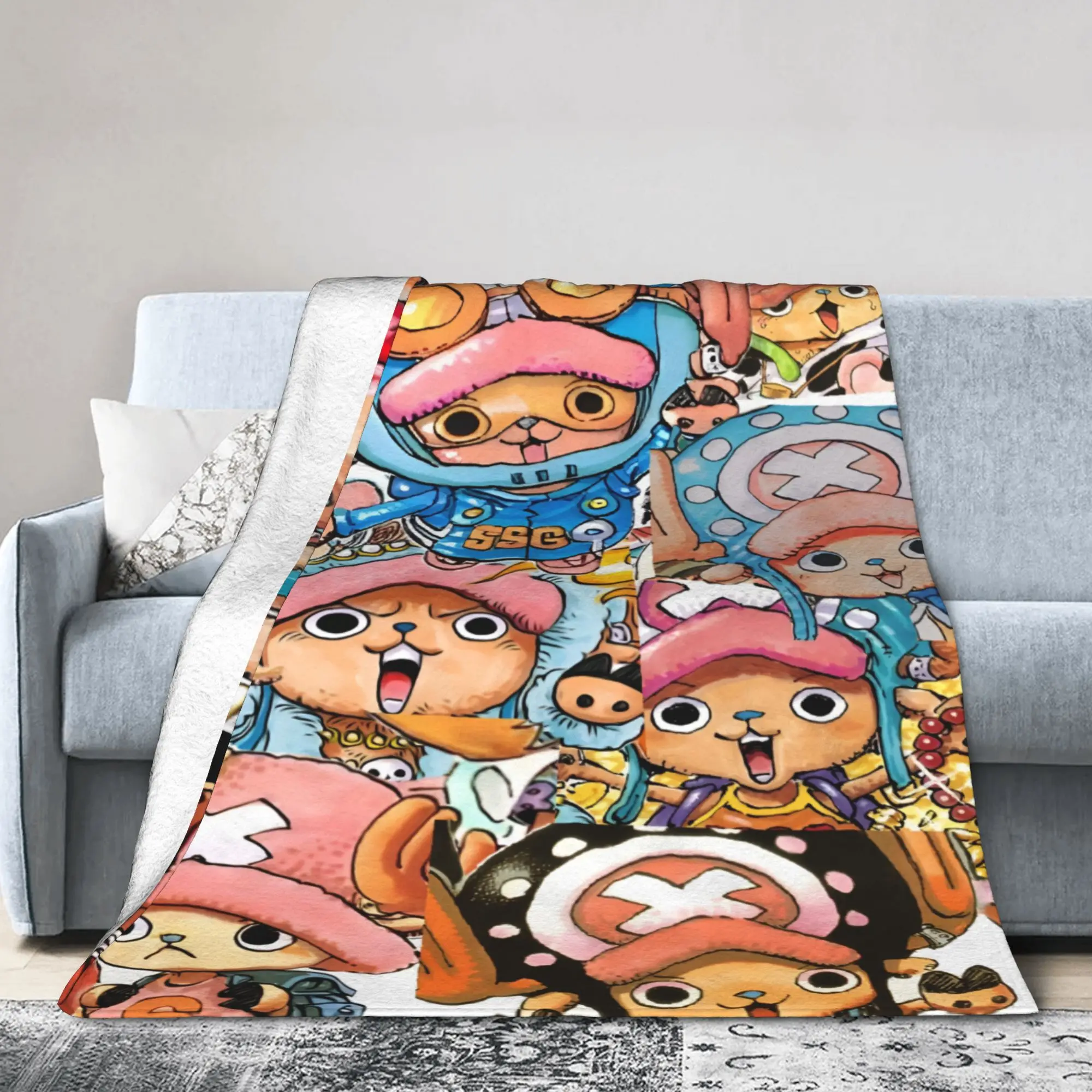 Custom Chopper Janpan Anime Blanket Warm Fleece Soft Flannel Japan Throw Blankets for Bed Sofa Car Autumn