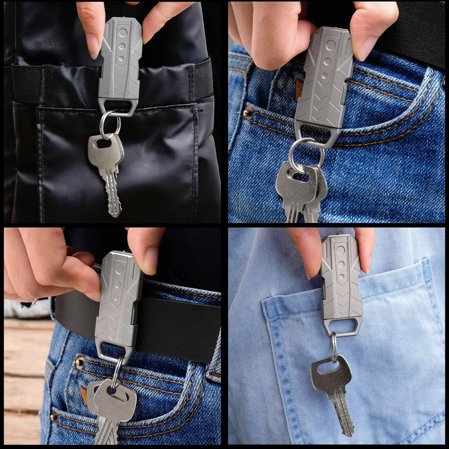 Titanium Alloy TC4 Detachable Quick Pull Multifunctional Keychain,Pry Bar Bottle Opener,Broken Window Survival Ceramic Bead Head