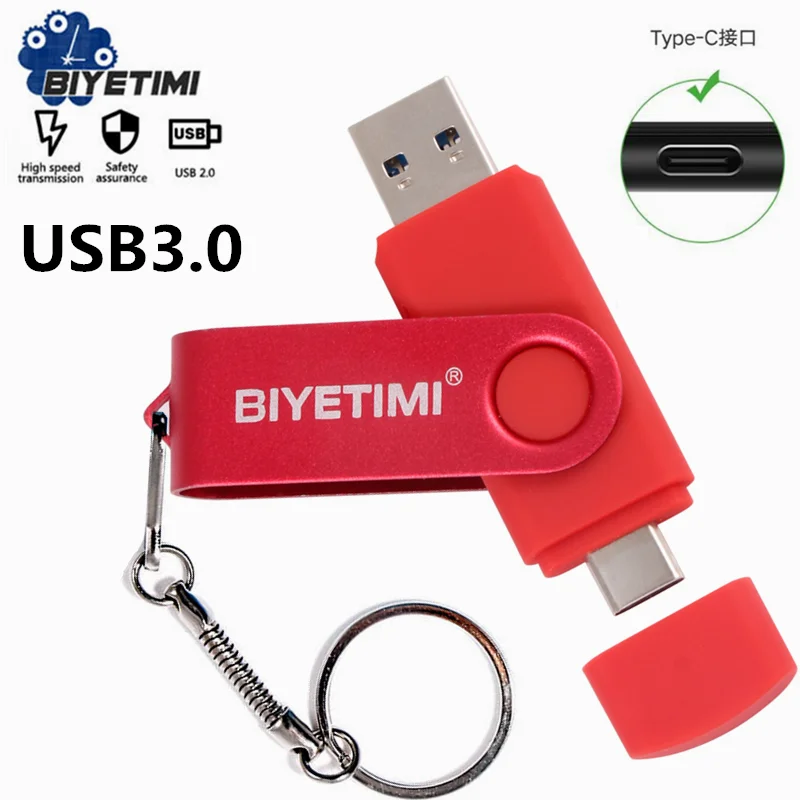 

Biyetimi USB Flash Drive 128gb Type C 3.0 stick 64gb pendrive 16gb pen drive 32gb Type-C memory stick for phone and pc