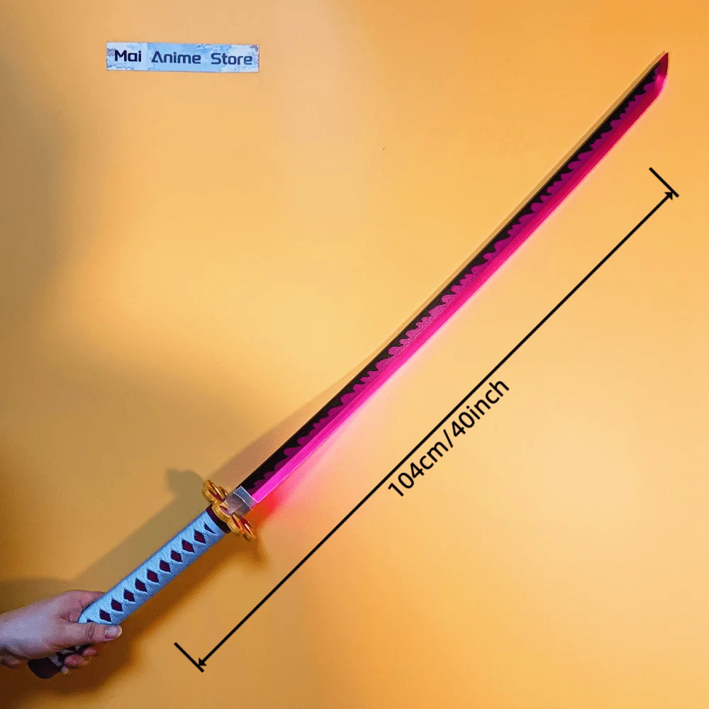 40インチの明るいピンク色の光る刀、実物大の刃、侍の刀、日本の刀、アニメコスプレの小道具、非鋭利な玩具ギフト