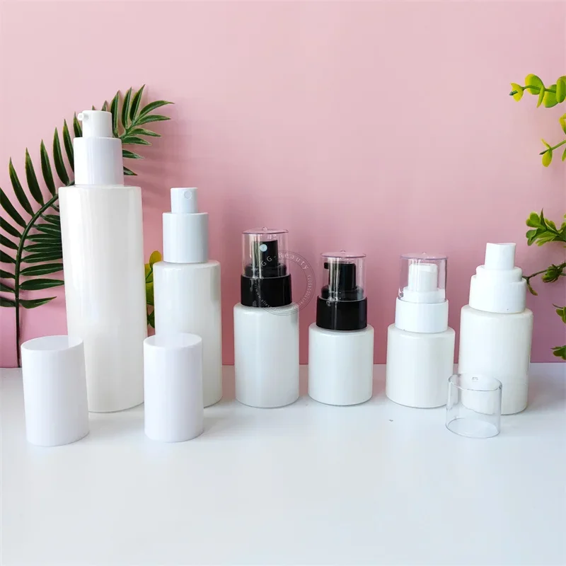 travel popular Pearlescent Frosted Glass Pump Bottles with Plastic Cap Disposable Vape Spice Liquid Press plastic Containers