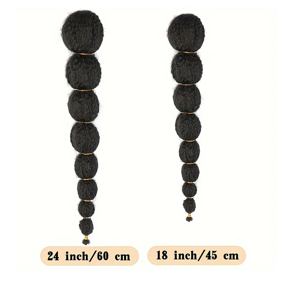 Extensión de cola de caballo afro kinky para mujer negra, 18/24 pulgadas, burbuja de linterna, trenzas falsas con cordón 4