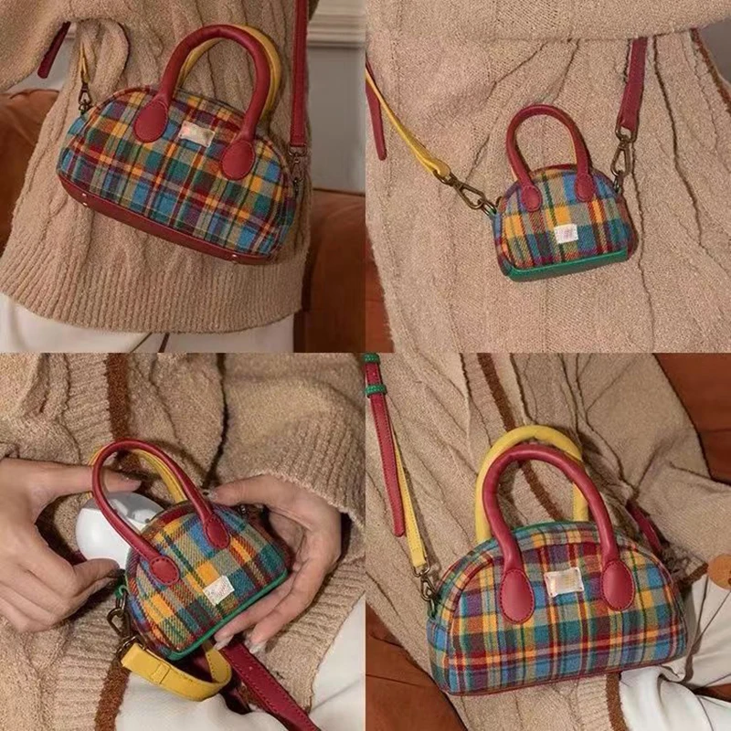 

Advanced Classic Fashion Girl Handbag Vintage American Style Plaid Shoulder Bag New Luxury Designers Women Zipper Crossbody Bag