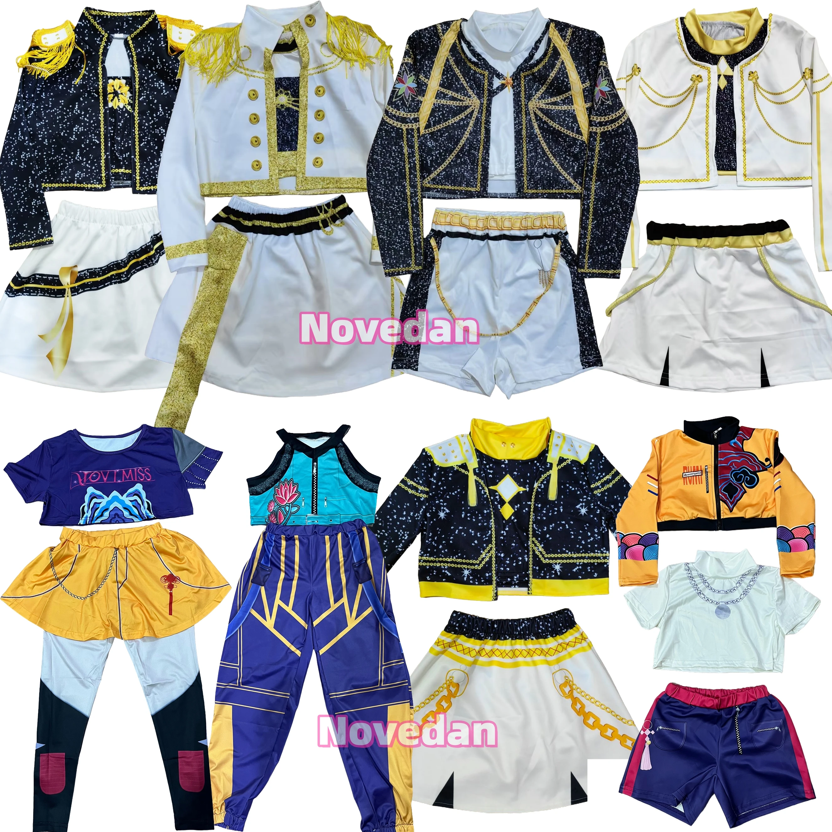 أزياء KPop شيطان الصيادين رومي ميرا زوي التأثيرية للأطفال والبنات K Pop Huntrix الذهبي التأثيري ملابس حفلات الهالوين للأطفال #1