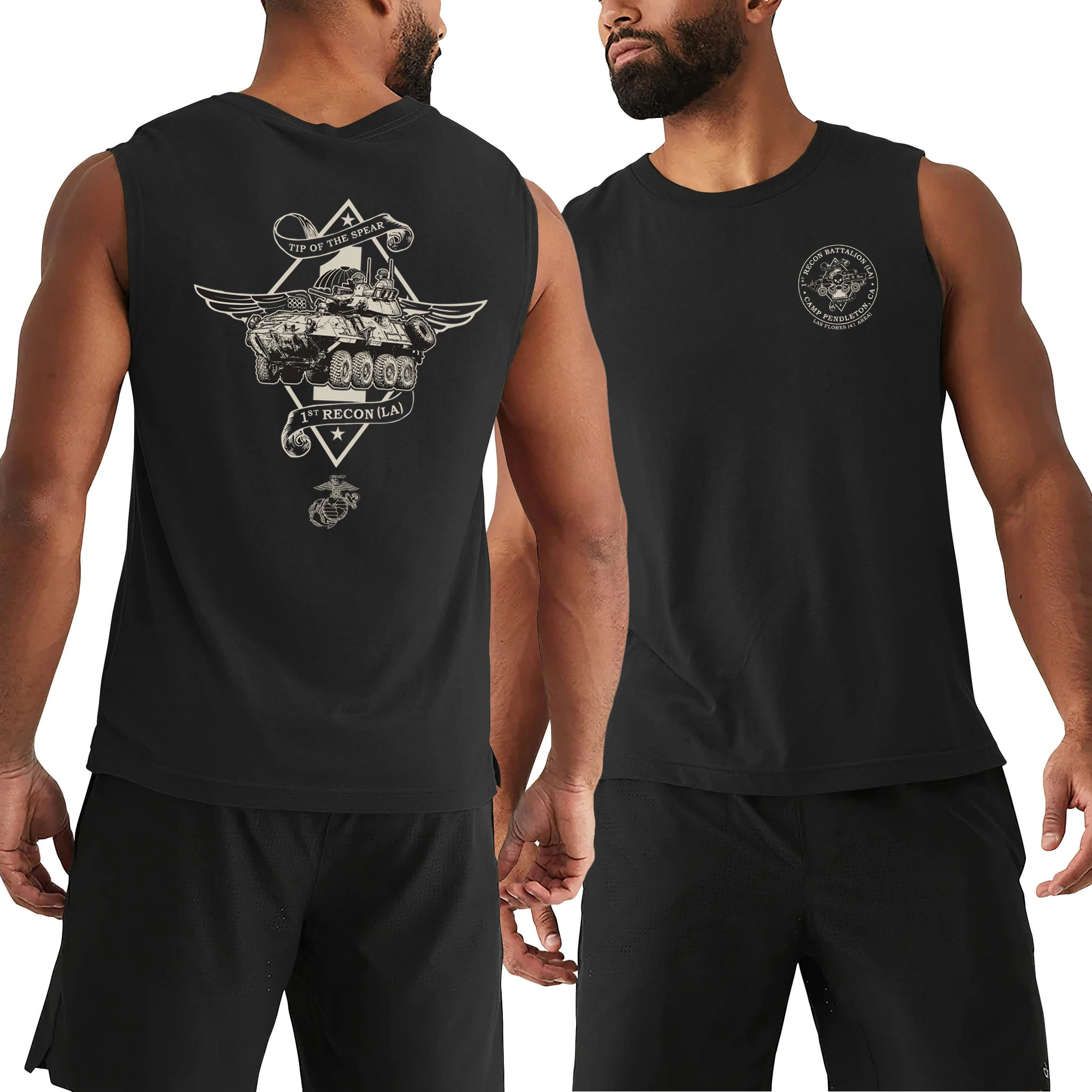 US Marine Corps 1st Recon Battalion Light Armored Vests New 100% Cotton O-Neck Summer Casual Mens Tanktop Sleeveless T-shirt