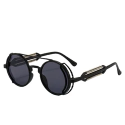 Moda Steampunk occhiali da sole uomo donna moda occhiali rotondi Designer di marca occhiali da sole Vintage di alta qualità Oculos De Sol