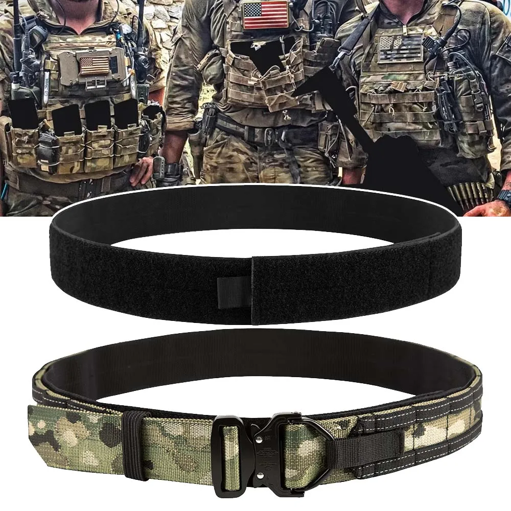 

Tactical Gun Belt 2 Inch Molle Battle Belt for Men with 1.75" Inner Belt Hook&Loop Laser-cut Belt with Quick Release Buckle