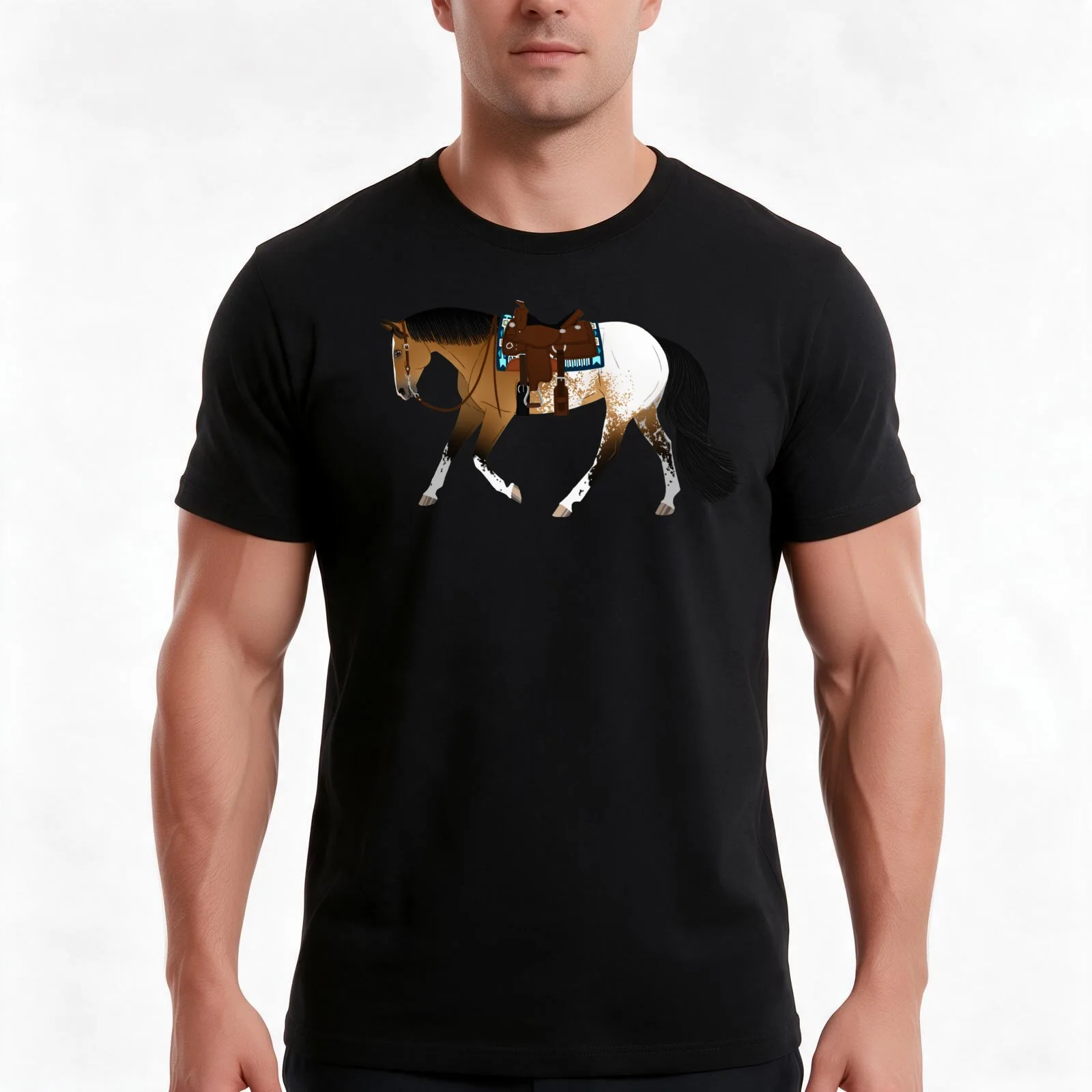 Buckskin Appaloosa Ranch Horse - Equine Rampaige T-Shirt, Summer Casual Cotton Tee, Oversized Streetwear Tops, Unisex Men Women