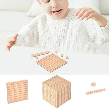 Montessori wooden math toy square blocks decimal teaching toys for children number cubes assembly math learning educational toys