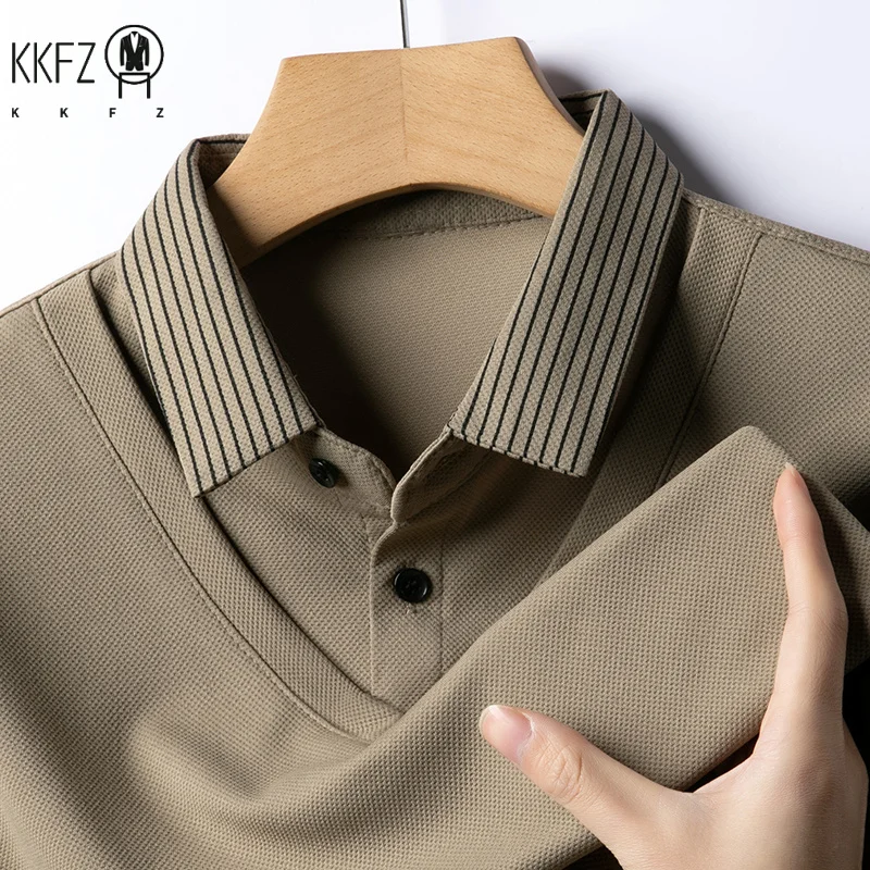 Men's Casual Fashion Long Sleeve Solid Color Polo Shirt 2026 Business Versatile Top All Season Fake Two-Piece