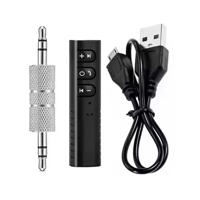 Récepteur sans fil Bluetooth 5.0, Jack 3.5mm, adaptateur Audio et musique avec Microphone pour appels mains libres pour écouteurs
