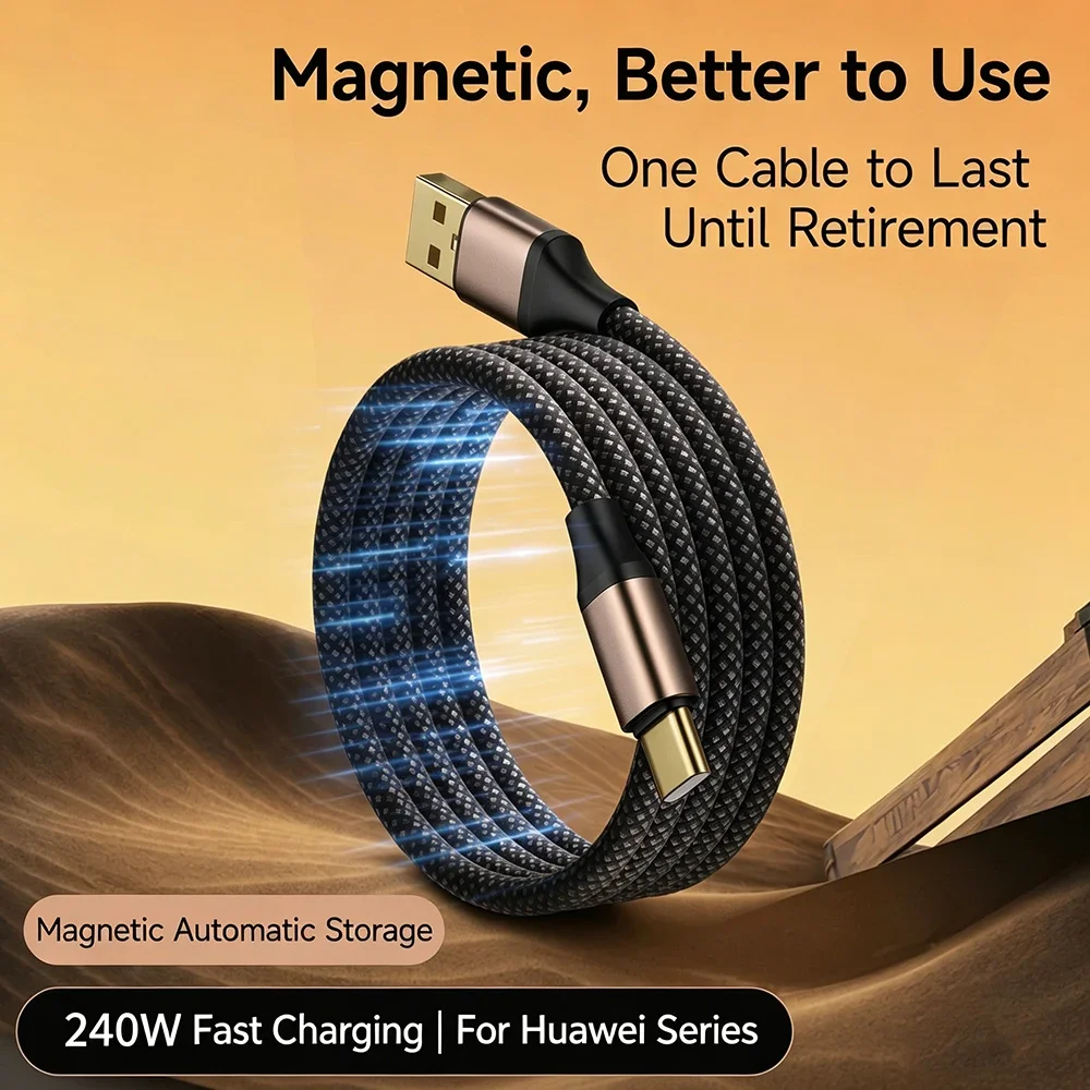 

Magnetic USB C To C Fast Charger Cable Magnetic Suction Anti Winding USB A To C Data Charging Wire for Huawei Xiaomi Samsung