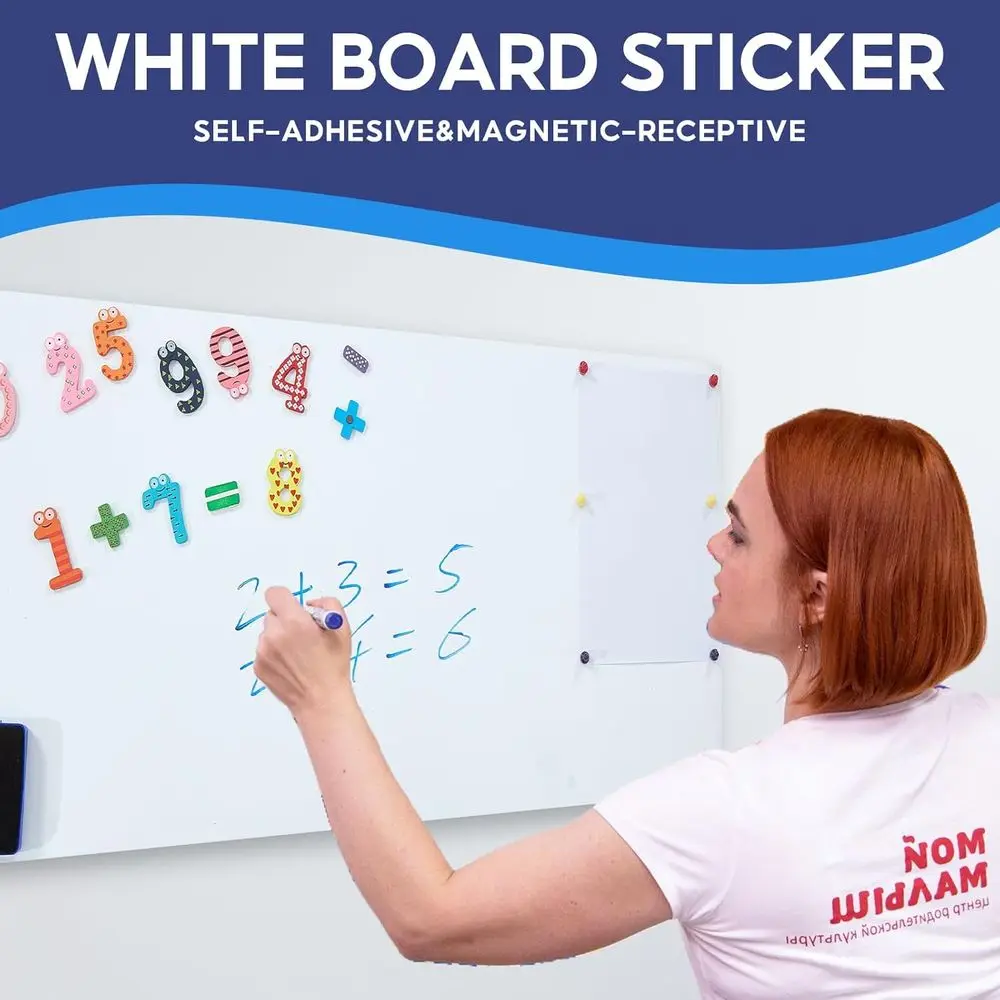 ورق سبورة بيضاء مغناطيسي مقاس 47 × 36 بوصة - كتابة سلسة، سهل المسح، بدون شبح، عصا قوية للمنزل والمكتب والثلاجة #6