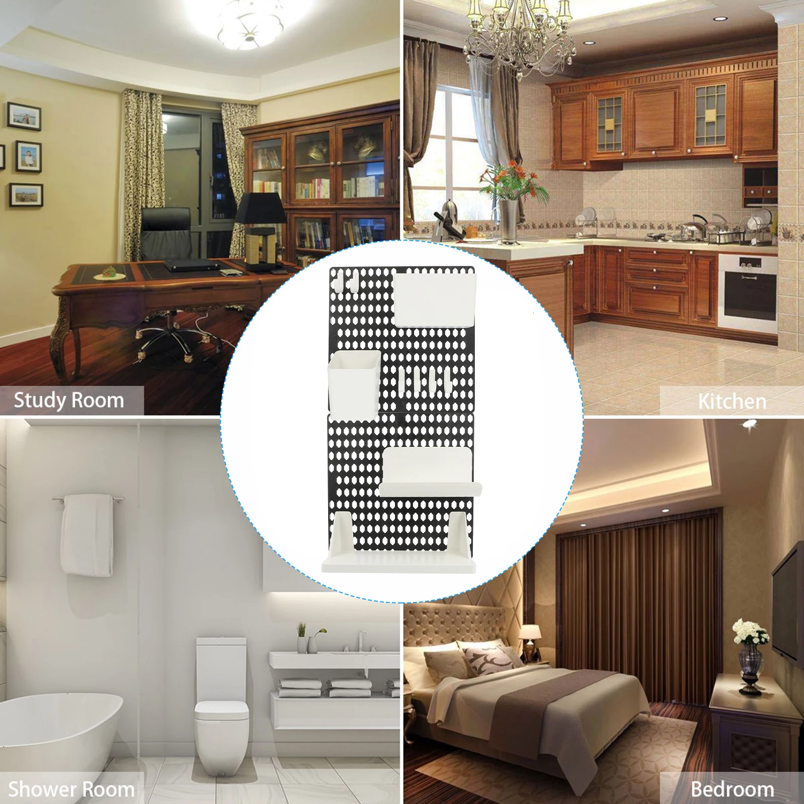 

Pegboard Storage ganizer Plastic Holder Punch Free Lightweight Sturdy Edge Smooth DIY Combinations Versatile Storage