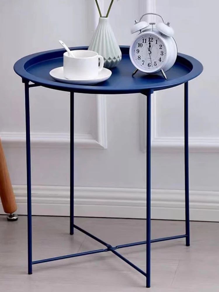 Nordic Small Coffee Table Sofa Side Table Creative Living Room Foldable Side Table Simple Bedside Round Table Iron Coffee Tables