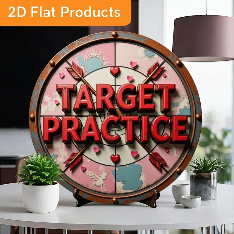 Retro Vintage 2D Flat Sign for Target Practice, Rustic Wall Decor for Home Cafe Bar Garage