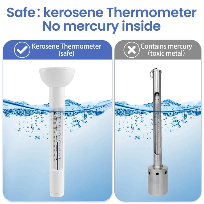 Termómetro flotante para piscina, fácil lectura para la temperatura del agua con cuerda para piscinas y spas exteriores e interiores, duradero