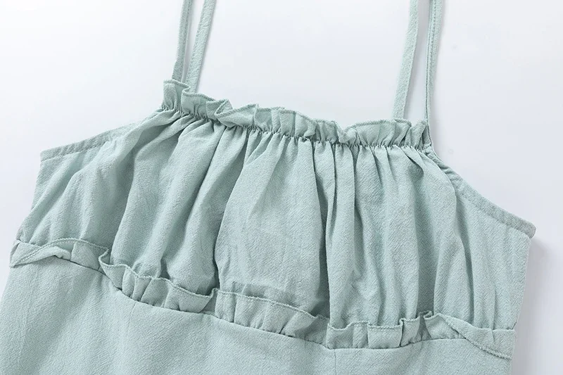 CPSYMYM ยุโรปและสหรัฐอเมริกาสไตล์หวานสแควร์คอแขนกุดฤดูร้อนใหม่ Halter-top Pure สีสลิง A-word S