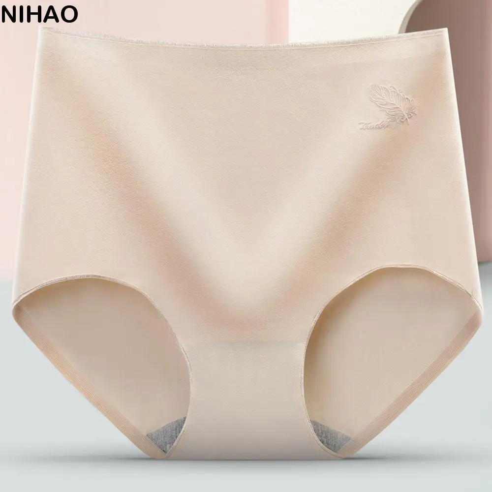 

Sexy Elastic Feather Cotton High-waist Girls Graphene Crotch Panties Women Underwear Seamless Briefs Breathable Lingerie