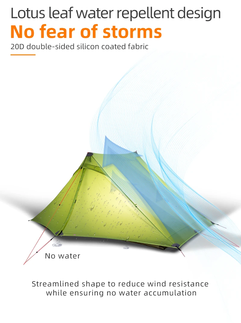 3F UL GEAR Lanshan 2pro 2026 Silpoly/Silnylon Zelt Outdoor Camping T-Reißverschluss-Tür Ultraleichtes 2-Personen-Zelt Wandern Wasserdicht Winddicht – Detail 8