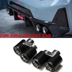 Quad Carbon Fiber Exhaust Tip For BMW G20 G21 330i 330d 330e Muffler Tip Exhaust System Nozzle Exhaust Pipe Tailpipe Tuning