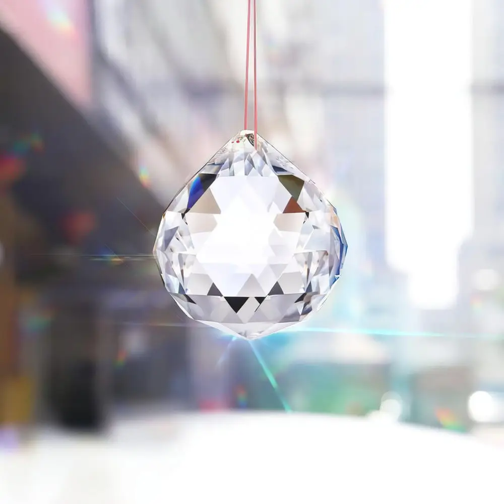 Crystal Faceted Hanging Ball Ornament For Wedding Party Garden Window Decoration Christmas Tree Pendant Glass Decor