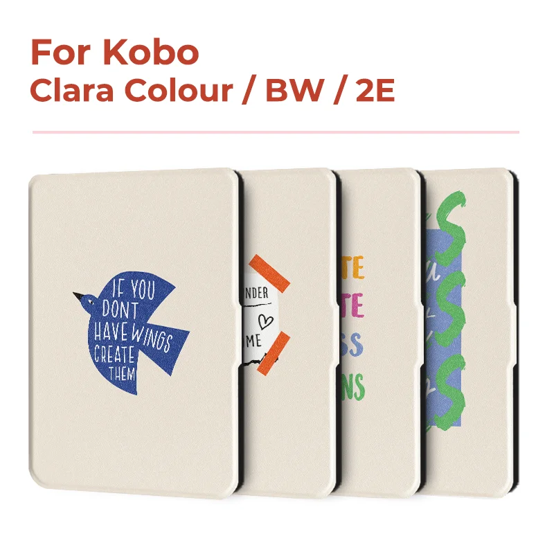 

Чехол Twosheep для Kobo Clara BW / Clara 2E / Clara Color | Минимальный английский текстовый стиль | 6-дюймовый откидной чехол из ТПУ с автоматическим режимом сна/пробуждения