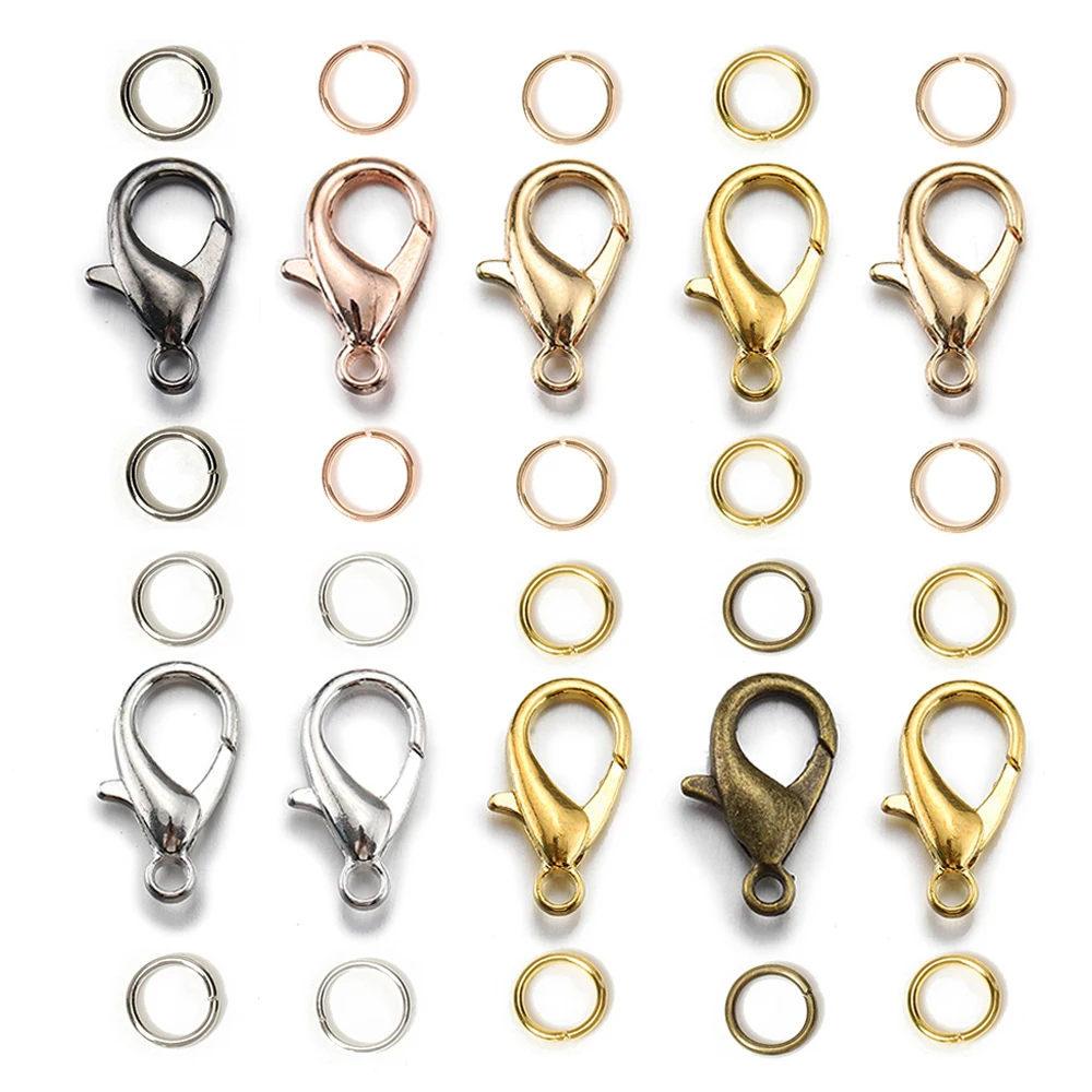 

300pcs Lobster Clasps and Open Jump Rings for Bracelet Necklace Connectors Jewelry Making DIY Kit Set Wholesale Gold Color Clasp