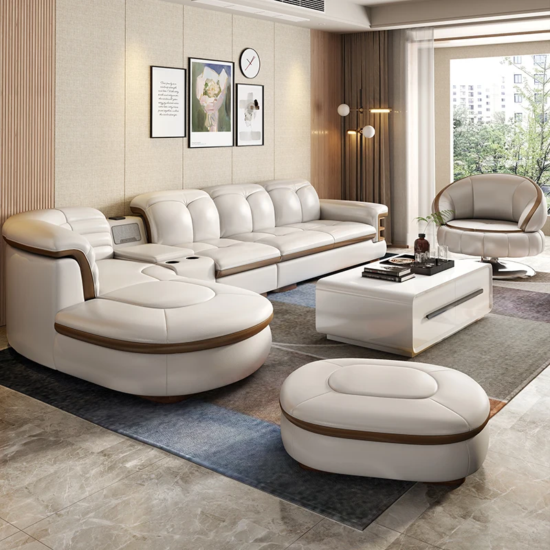 Modern Minimalist Sofas Multifunction Genuine Leather Apartment Single Sofas Design Living Room Woonkamer Banken Furnitures