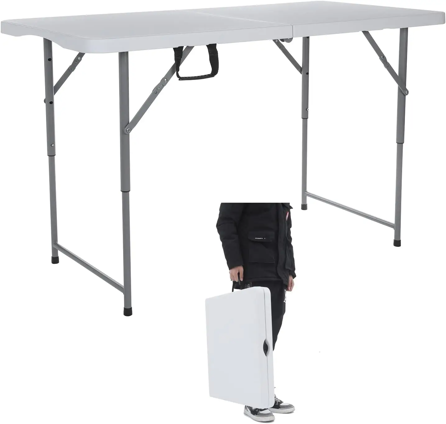 

122CZ Folding Table 4-Foot Portable Small Table Semi Practical Table Small Indoor and Outdoor Adjustable Height with Handle Fold