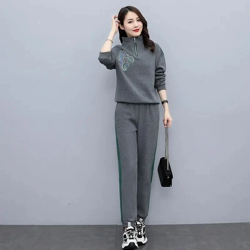 Women Sports Suit 2022 New Female Autumn Two Piece Set Ladies Sweatshirt Fashion Two-piece Set Casual Pants Suit Large Size 3XL