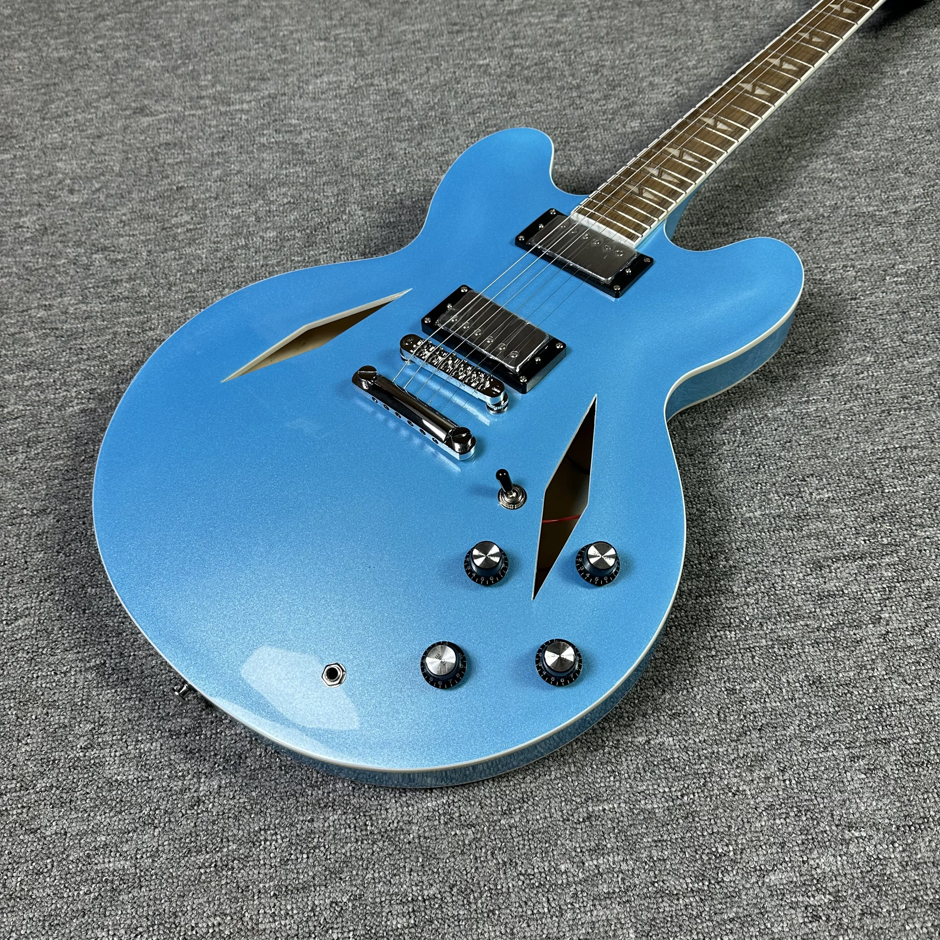 

Factory customization electric guitar DG335 metal blue color semi-hollow body
