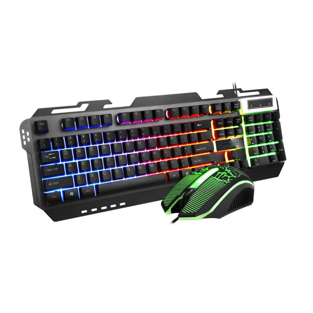 

1 set Metal Backlit Keyboard Slim Mechanical Black Aluminum Alloy Wired Mouse Waterproof RGB Gaming Office Accessory Colorful