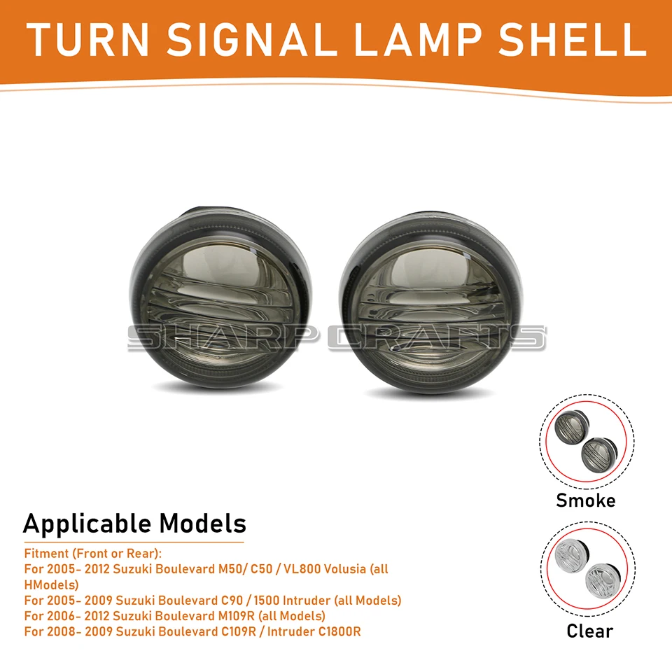 Lente de intermitentes transparentes para Suzuki, reemplazo de cubierta de lente indicadora delantera y trasera, para Suzuki Boulevard M109R, C109R, C1800R, M50, C90, 2 piezas/2 pares