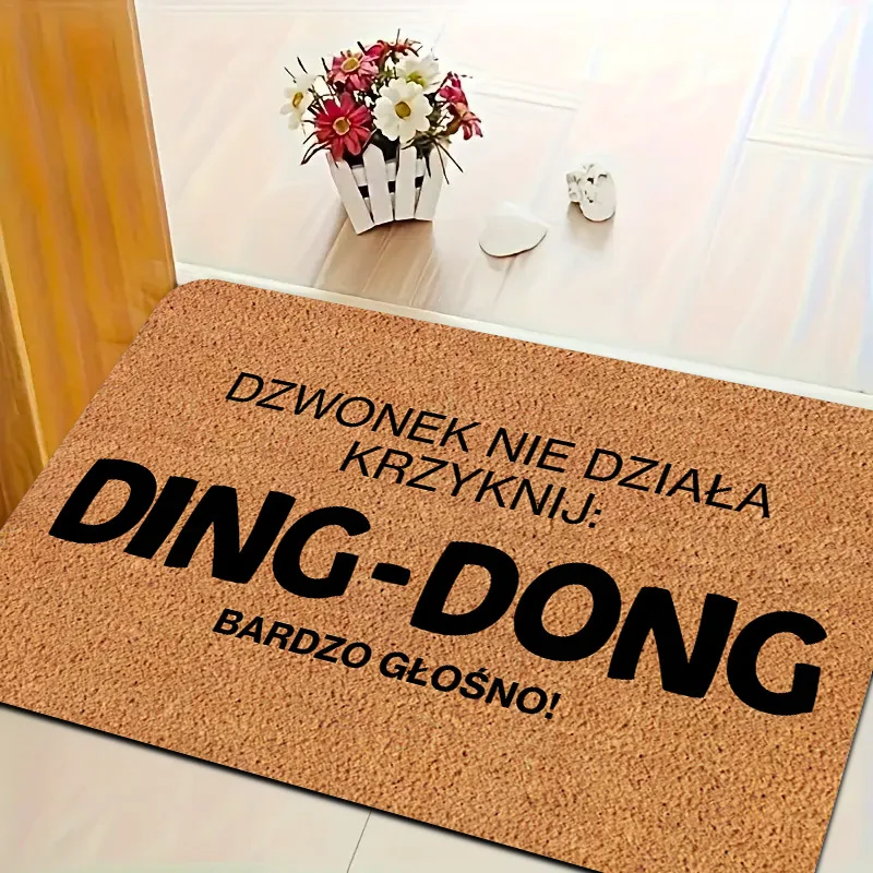 Funny Polish Text Doormat, Non-Slip Entryway Rug, Durable Washable Floor Mat for Home and Patio Decor
