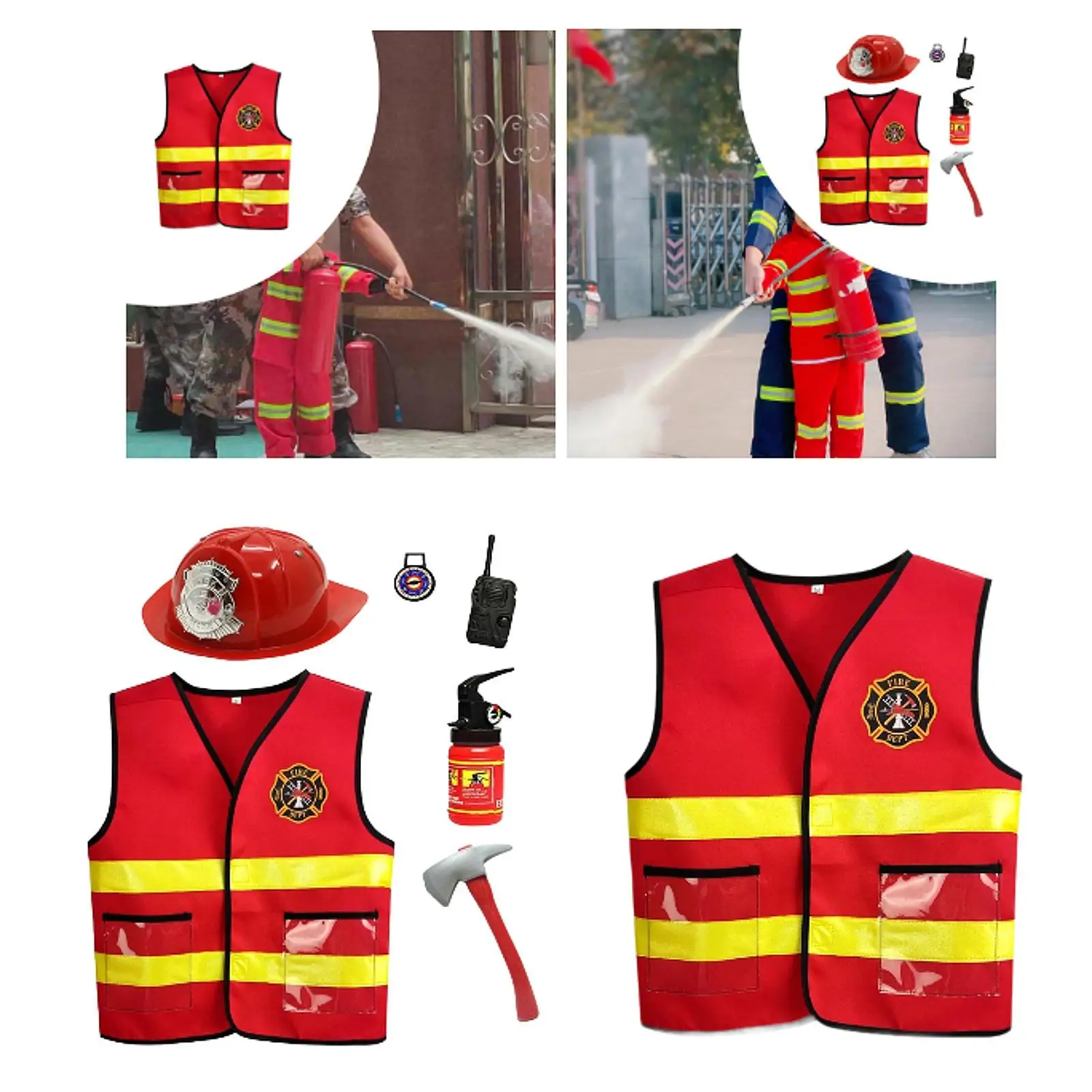 أطفال رجال الاطفاء سترة اللباس الاطفال اطفاء زي لعبة رجال الاطفاء سترة رجال الاطفاء زي التبعي للطفل بنين بنات أطفال
