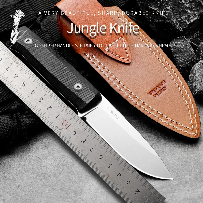 HUANGFU  Outdoor knife wilderness survival adventure rescue knife fixed blade hunting knife man gift G10 handle