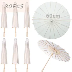 10-30PCS Paper Parasol Chinese Paper Umbrellas DIY White Umbrella Photography Props Summer Whites Party Wedding Bridal 60/80cm