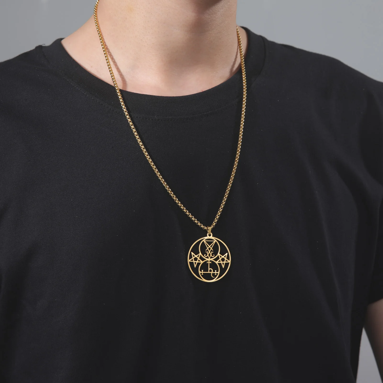 Amaxer شيطان الجانب من لوسيفر ليليث قلادة شيطانية تميمة تعويذة مجوهرات من صلب لا يصدأ