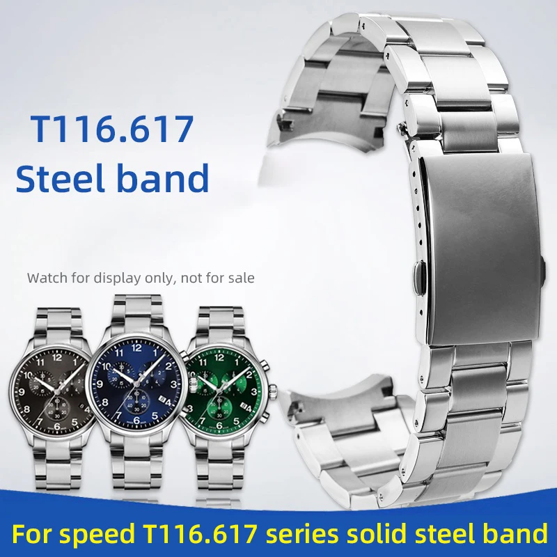 

For Tissot metal strap T116 Steel band Curved end steel belt 1853 T116617A Stainless steel strap bracelet for men 22mm with tool