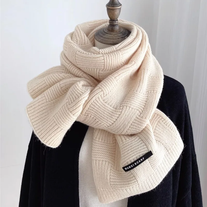 Scarf Solid Color Winter Warm Scarf Scarf for Men and Women Knitting Wool Fastener Thermal Neck Warmer Fleece Keep Warm Scarf