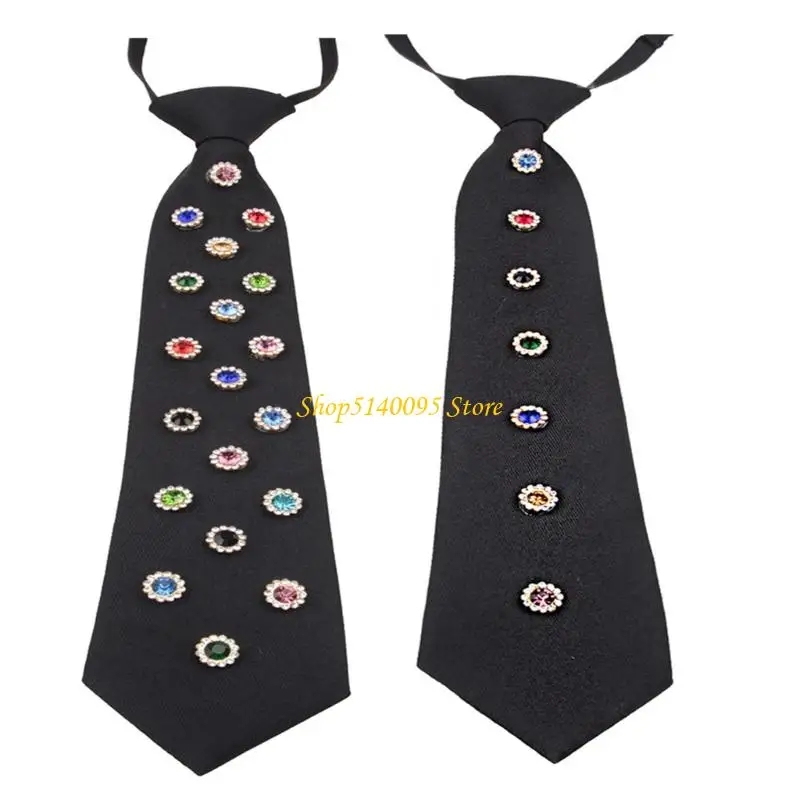 

Регулируемый двухшаговый галстук DXAE с акцентом на кристаллы для профессиональных встреч, семейных торжеств