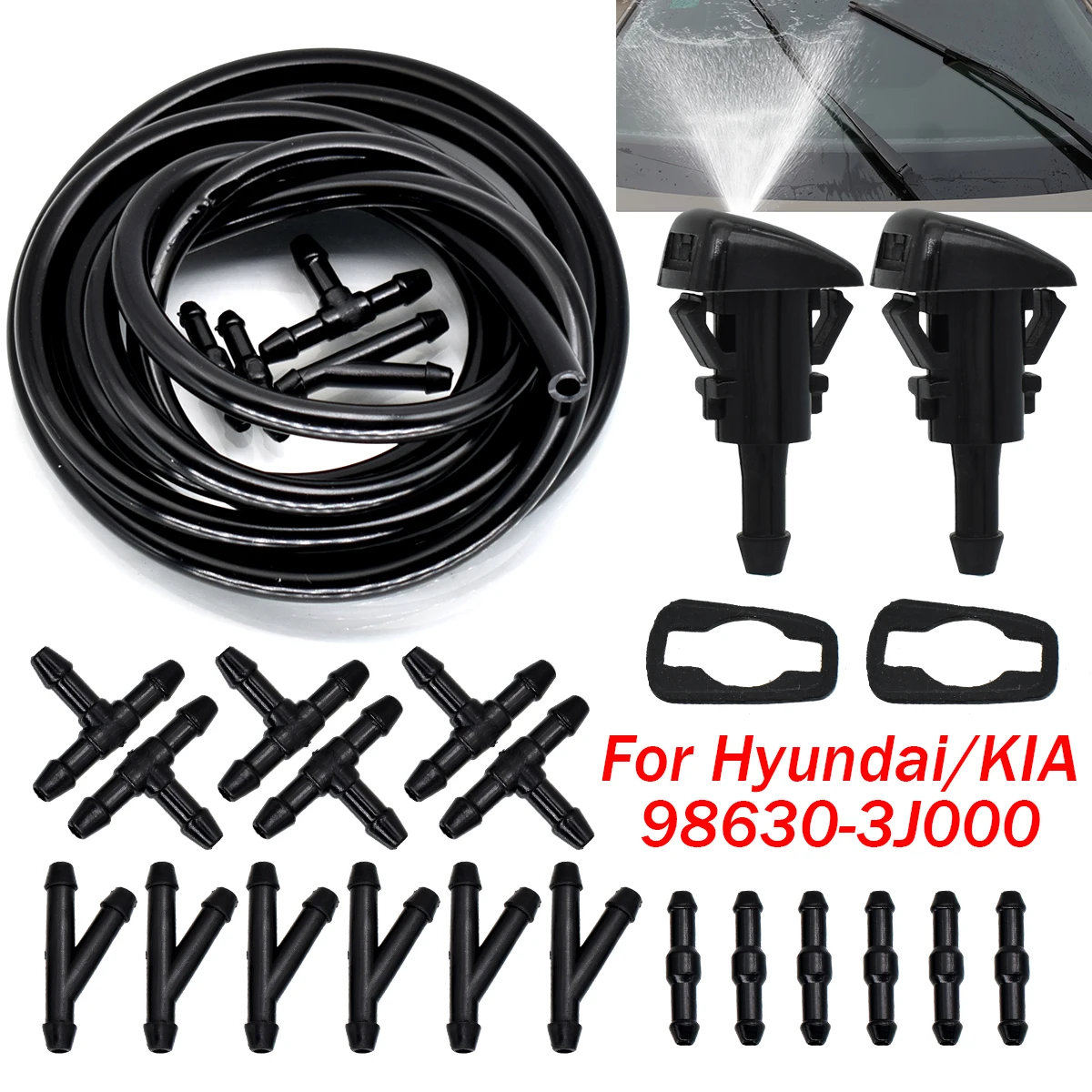 2pcs Front Windshield Wiper Washer Jet Nozzle For Hyundai Solaris 2010-2014 Verna Creta Veracruz ix55 ix35 ix25 Kia 98630 3J000