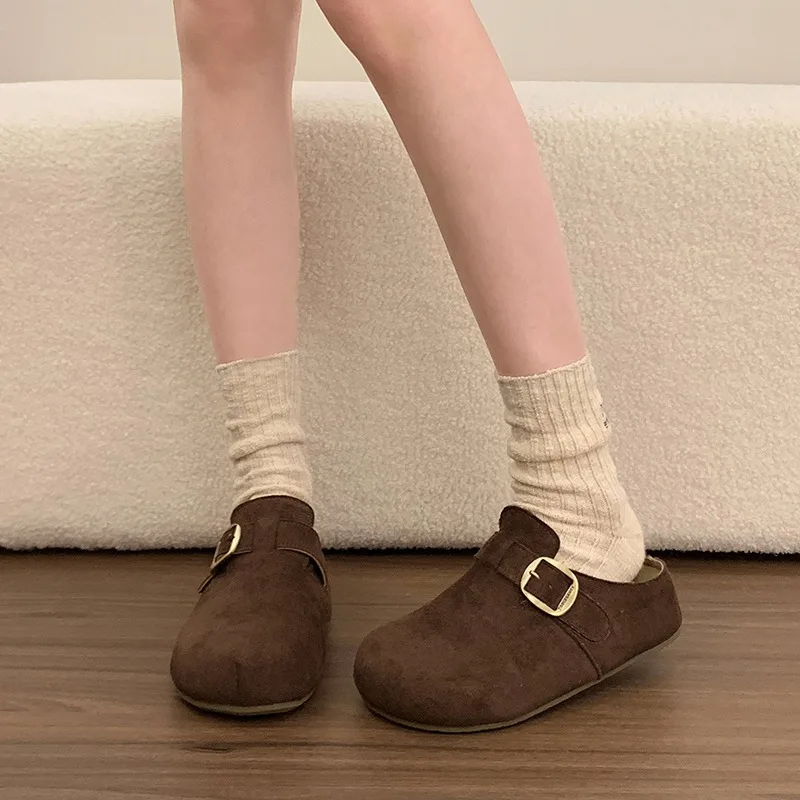 

2026 Elegant Round Head Retro Sexy Casual Flat Shoes Hot Selling New Comfortable Women's Shoes Korean Style Flat Bottom Slipper