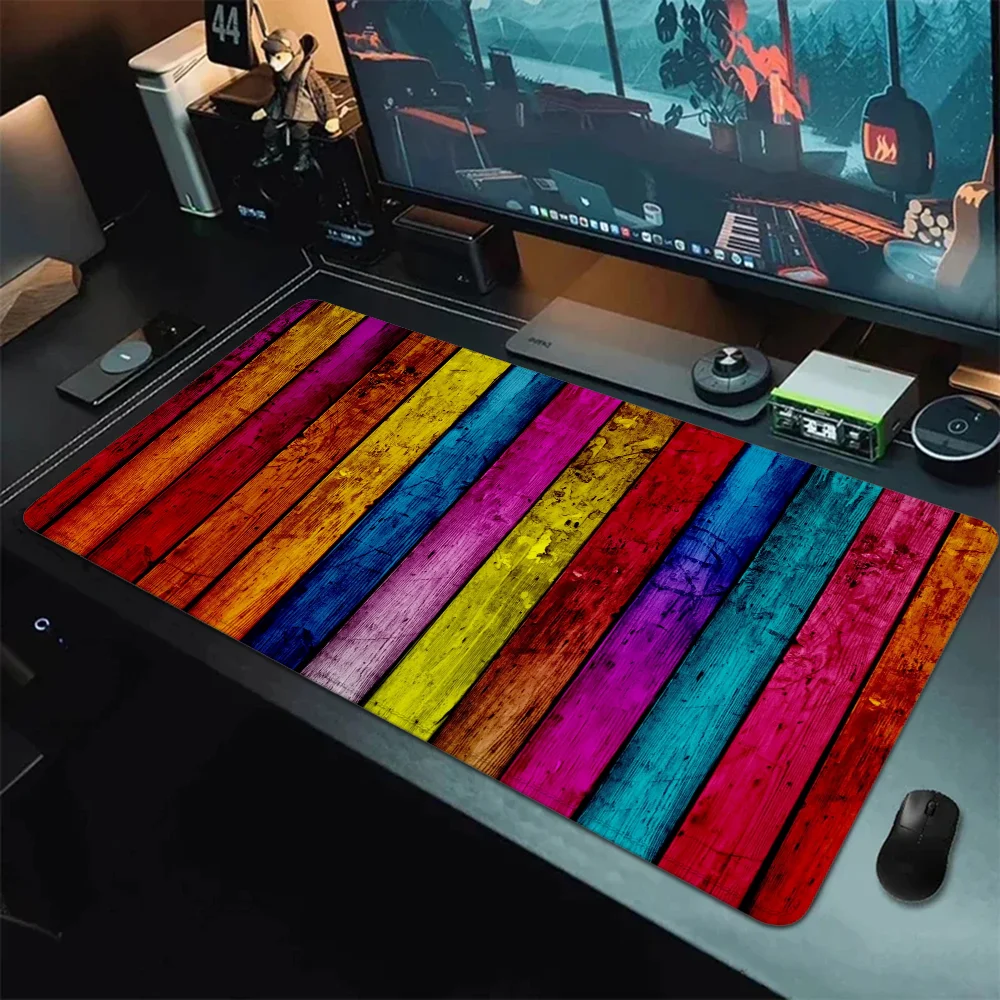 Coloured Wood Stripes Mousepad Gamer Mouse Pad Gaming Accessories Office Accessories for Desk Mat Mats Keyboard Xxl Large Mause