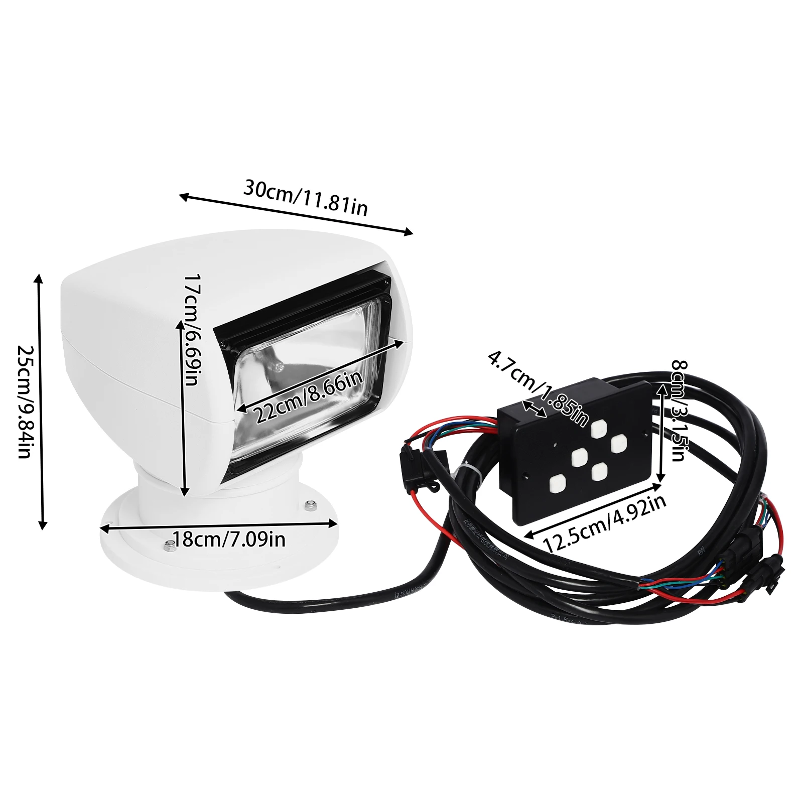 Projecteur télécommandé 100W HT6012, projecteur pour bateau, Distance d'éclairage de 2624,67 pieds, projecteurs télécommandés pour bateau