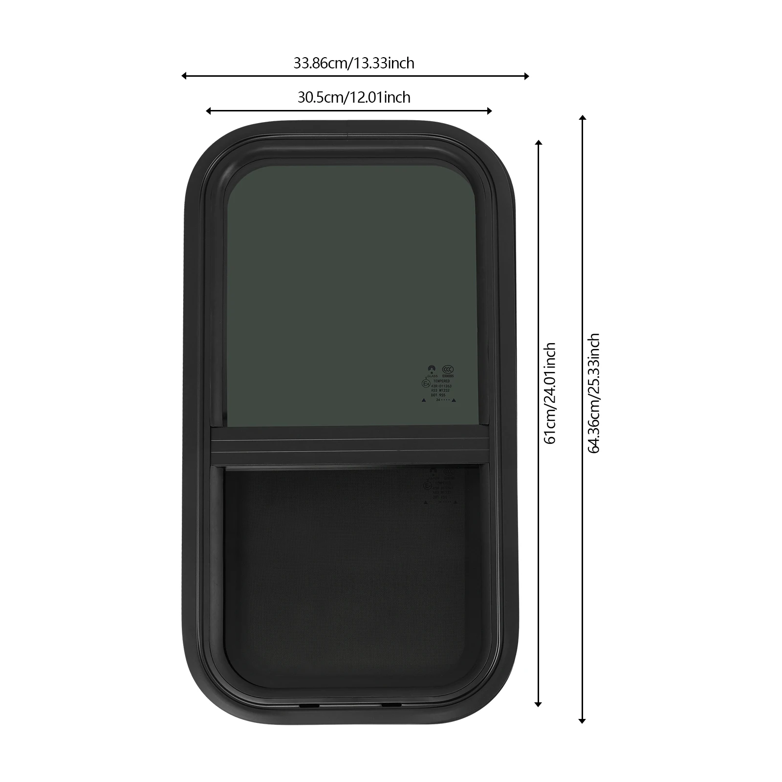 قطعتان من نوافذ RV، نافذة جانبية RV مع حلقة زخرفة، نافذة منزلق عمودية RV، للتخييم والقوافل والمقطورات، أسود، 12 بوصة عرض × 24 بوصة ارتفاع #5